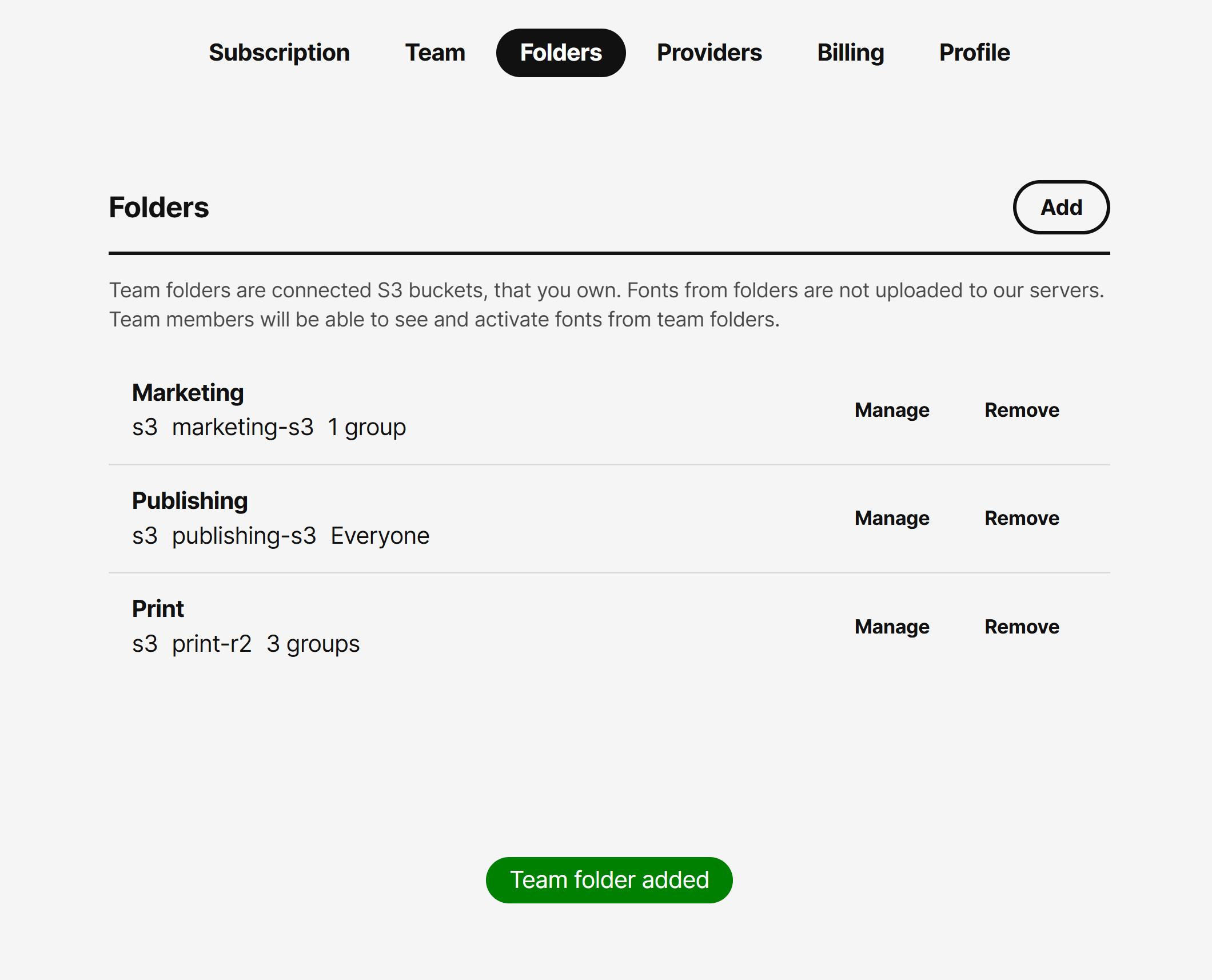 Team folders